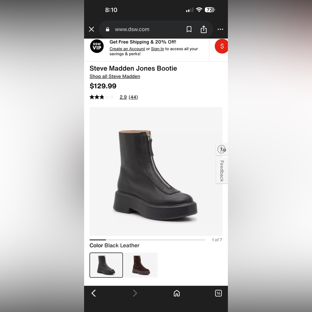 SOLD
NWOT Steve Madden Black Leather Jones Bootie Size 7